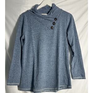 Soft Surroundings Womens Medium Long Sleeve Brinley Top Blouse Shirt Blue